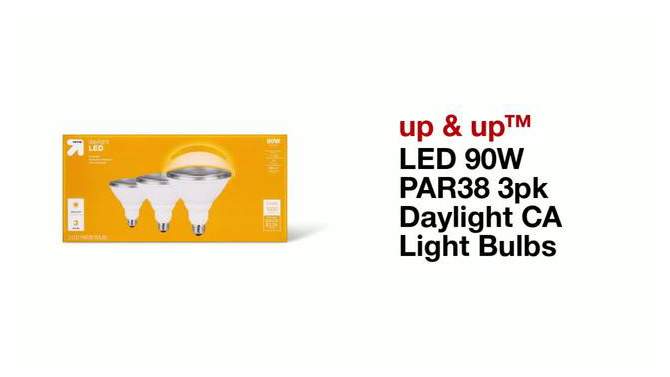 LED 90W PAR38 3pk Daylight CA Light Bulbs - up & up&#8482;: Bright, Energy-Efficient, Long-Lasting, Home & Outdoor Lighting Solution, 2 of 5, play video