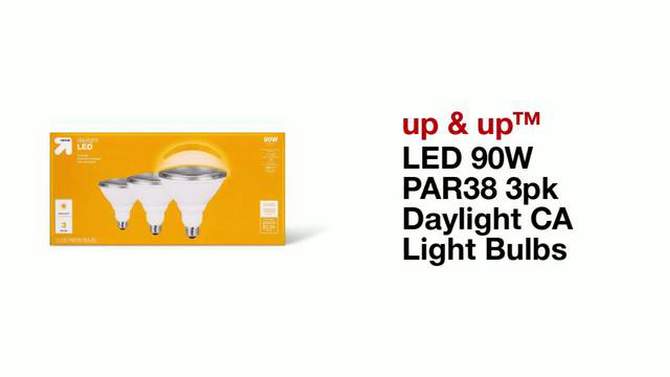 LED 90W PAR38 3pk Daylight CA Light Bulbs - up & up&#8482;: Bright, Energy-Efficient, Long-Lasting, Home & Outdoor Lighting Solution, 2 of 5, play video