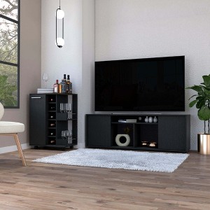 Wood 2-Piece Living Room Set with 63.4" TV Stand, Bar Cart, and Easy Assembly for Living Room and Bedroom - 1 of 4