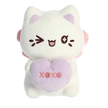 Aurora Small Candy Heart Sitting Meowchi Tasty Peach Enchanting Stuffed Animal White 7"