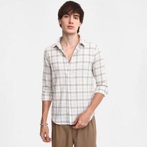 Campus Sutra Men Men's Off-White Tartan Plaid Shirt - 1 of 4