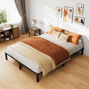 Queen Size Metal Platform Bed Frame, 10 Inch Height with Durable Iron Slat Support, Noise-Free Sturdy Structure - 1 of 4