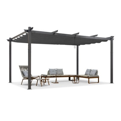 PURPLE LEAF Pergola Outdoor Retractable Pergola with Sun Shade Canopy Patio Metal Grape Trellis Pergola Grill Shelter Pergola for Porch Garden Yard