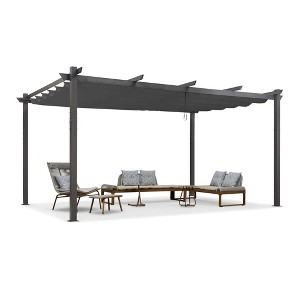 PURPLE LEAF Pergola Outdoor Retractable Pergola with Sun Shade Canopy Patio Metal Grape Trellis Pergola Grill Shelter Pergola for Porch Garden Yard - 1 of 4