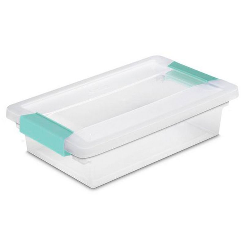 Sterilite Small Clip Box, Stackable Storage Bin with Latching Lid, Plastic Container to Organize Office, Crafts, Home, Clear Base and Lid, 6-Pack, 3 of 8