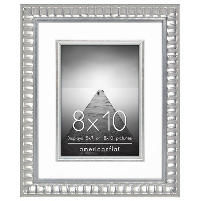 Americanflat Picture Frame with Decorative Inner Mat Accent - Shatter Resistant Glass and Easel Stand