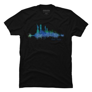 Men's Design By Humans New York City Skyline v05 Cityscape Watercolor By HQPhoto T-Shirt - 1 of 4
