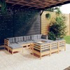 vidaXL Solid Pinewood Patio Lounge Set 11 Piece with Cushions Multi Colors - Brown and Gray - 2 of 4