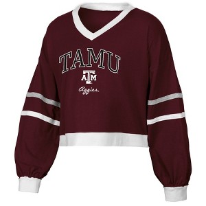 NCAA Texas A&M Aggies Women's Long Sleeve V-Neck T-Shirt - 1 of 3