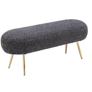 Bench 18.5"H Glitter Black – Textured Velvet Upholstery with Gold Electroplated Steel Base, Modern Indoor Seating by Zuo Modern - 1 of 4