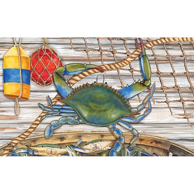 Briarwood Lane Doormat 30x18 Indoor Outdoor Blue Crab Bushel Summer For Summer Doormat
