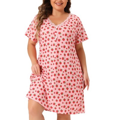 Agnes Orinda Women's Plus Size Polka Dots V Neck Short Sleeve Home Nightgowns
