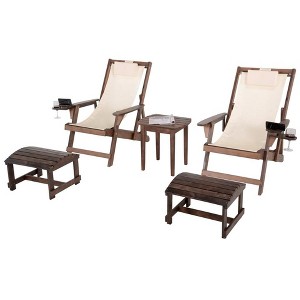 Jiallo Romantic Collection Canvas Sling Chair with Cup and Wine Holder and Ottoman (Set of 5) - 1 of 4