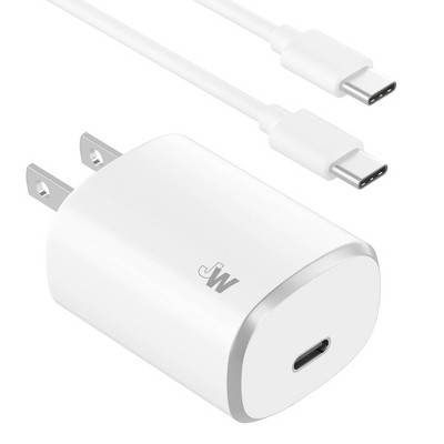 Just Wireless 20W 1-Port USB-C Home Charger with 6&#39; USB-C to USB-C Cable - White