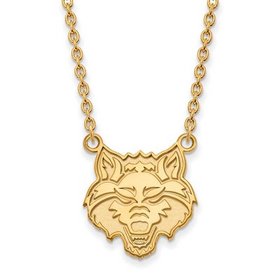 Black Bow Jewelry 10k Yellow Gold Arkansas State Red Wolves NCAA Necklace 18 Inch