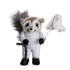 Transpac Sisal Mummy Raccoon with Ghost Decorative Figurine Halloween Tabletop Decor Foam Black Indoor Use Gift Giving and Hostess Gifts Spot or Wipe - 1 of 1