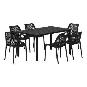 WestinTrends Playa 7-Piece Outdoor Metal Patio Dining Table Set With Stackable Patio Chairs - 1 of 4
