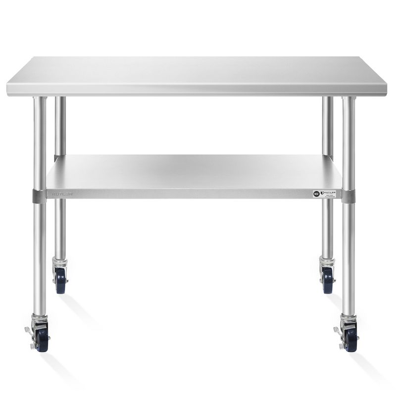 KUTLER Stainless Steel Table with Caster Wheels, NSF Heavy Duty Commercial Prep and Work Table with Undershelf for Restaurant, Hotel, Home, 2 of 8