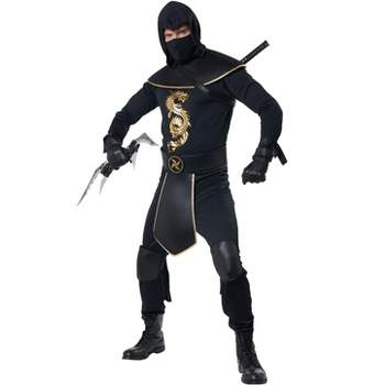 Stealth Shinobi Ninja Adult Plus Size Costume 2X, Size: 2XL, Black