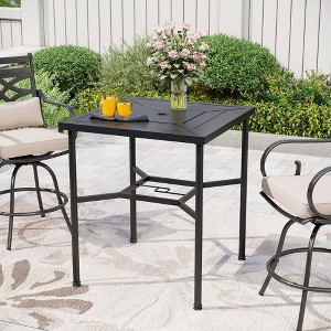 32" Outdoor Square Stainless Steel Bar Table with Umbrella Hole - Captiva Designs: Weather-Resistant, 4-Seater - 1 of 4