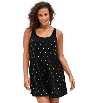 Swim 365 Women's Plus Size Studded Trapeze Swim Dress
