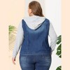 Agnes Orinda Women's Plus Size Denim Hood Layered Drawstring Fall Winter Button Pockets Jean Jackets - 4 of 4