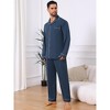 INSPIRE CHIC Men's 2 Pieces Long Sleeve Solid Color Button Down Casual Pajamas Set - 2 of 4