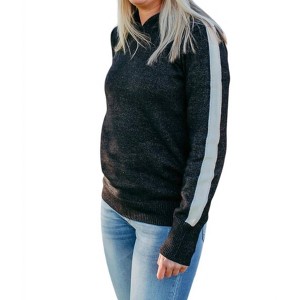 Women's Stripe Sweater Hoodie - mystree - 1 of 3