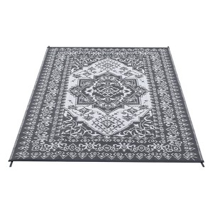 Outdoor Plastic Straw Rug Waterproof Patio Rug Reversible Medallion Carpet, Foldable Portable Camping Mat with Storage Bag, Carpet for Balcony - 1 of 4