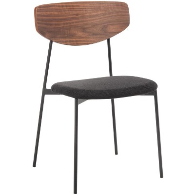 Walnut and Black Upholstered Metal Side Chair Set