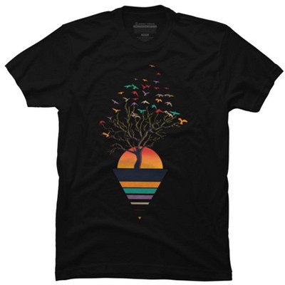 Men's Design By Humans A Colorful Spring Morning, Birds and Trees By summerissalt T-Shirt