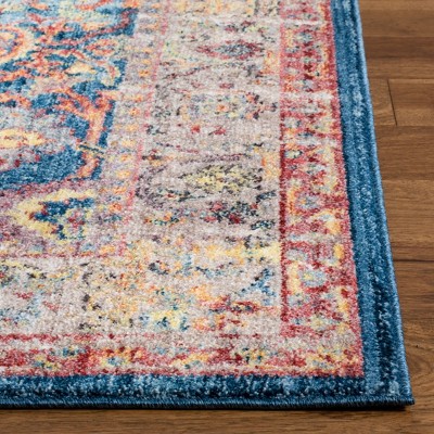 Vintage Blue Synthetic 9' x 12' Hand-Knotted Area Rug