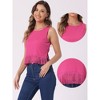 INSPIRE CHIC Women's Ribbed Knit Crew Neck Sleeveless Crop Tassel Trim Tank Tops - 2 of 4