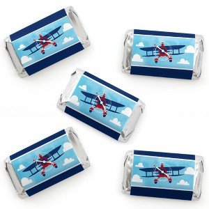 Big Dot of Happiness Taking Flight - Airplane - Mini Candy Bar Wrapper Stickers - Vintage Plane Baby Shower or Birthday Party Small Favors - 40 Count - 1 of 4