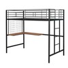 Sapphtopaz Loft Bed with Desk,Space-Saving Bed Frame with Guardrail & Ladder,Metal Bed with Decoratable Grid for Teens&Adult - 2 of 4