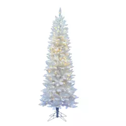 Vickerman 9' Sparkle White Spruce Pencil Artificial Christmas Tree, Pure White LED Lights