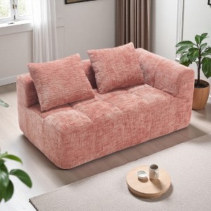 64.2" Chenille Minimalist Loveseat Sofa with Sleeper & Deep Seat - 1 of 4