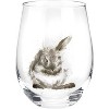 Royal Worcester Wrendale Designs 17oz Glass Tumblers, Set of 4 - Featuring Woodland Animals - Bunny, Hamster, Cat - Reusable Drinking Glasses - 3 of 4