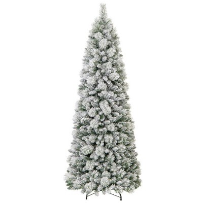 Resenkos 7-Ft Flocked Christmas Tree with Pine Needles and LED Lights - Green