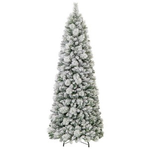 Resenkos 7-Ft Flocked Christmas Tree with Pine Needles and LED Lights - Green - 1 of 4