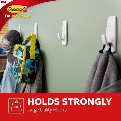 Command Large White Utility Hooks with Strips, 6-Pack