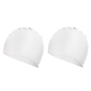 Unique Bargains Silicone Waterproof Non-Slip Bubble Textured Adult Swim Caps 2 Pcs - 1 of 4