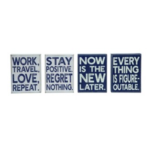 Transpac MDF Positivity Block Decor Set of 4 Spring Home Decorations Freestanding Wood Signs for Spring and Summer - 1 of 1