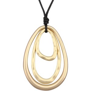 Leather and Wood Necklace Chunky Circle Pendant Boho Jewelry for Women Women Casual Necklace - 1 of 4