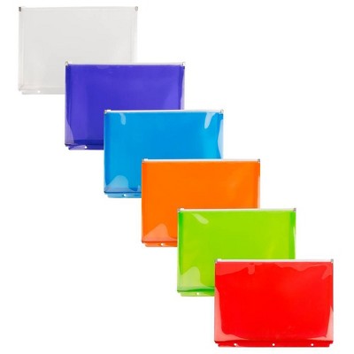 JAM Paper 6pk Plastic 3 Hole Punch Binder Envelopes with Zip Closure - Letter Booklet - 9 3/4 x 13 - Assorted