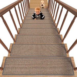 BAGOKIE 15 Pack 8"x30" Linen Non-Slip Stair Treads - 1 of 4