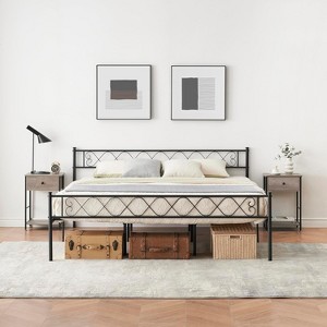 Modern Bed Frame with Headboard and Footboard, 13.7 Inch Underbed Storage Heavy-Duty Bed Frame No Box Spring Needed, Easy Assembly, Black - 1 of 4