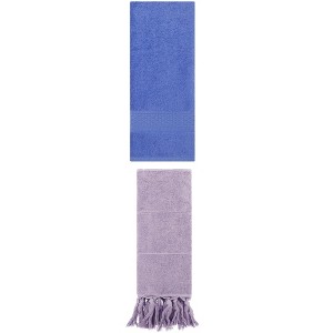REGALWOVEN 2 Packs Solid Textured and Tassels Soft Absorbent Decorative Hand Towel - 1 of 4