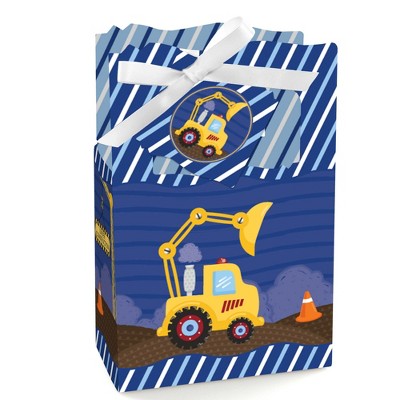 Big Dot of Happiness Construction Truck - Baby Shower or Birthday Party Favor Boxes (Set of 12)