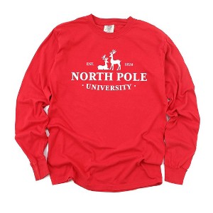Simply Sage Market Women's North Pole University  Long Sleeve Garment Dyed Tee - 1 of 4